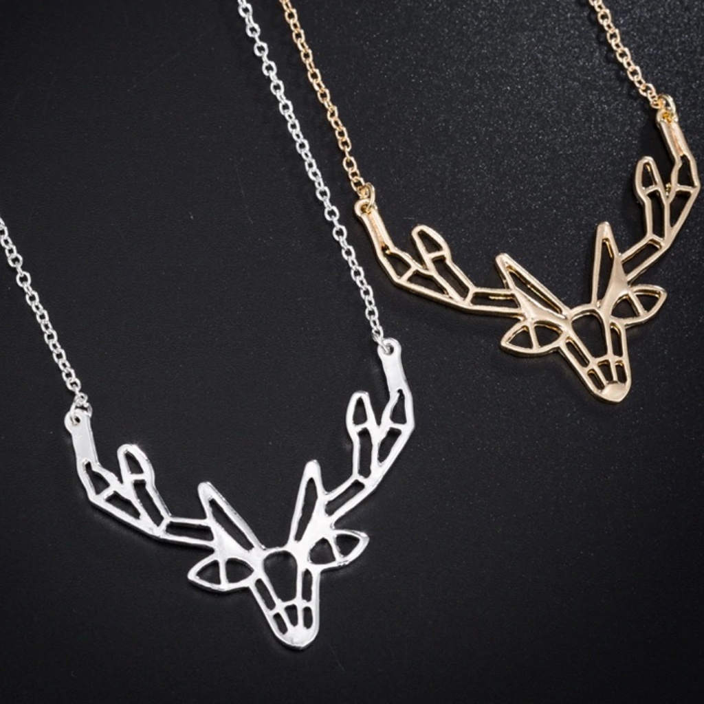 Dainty Origami Deer Necklace Available In 2 Colors 15$
